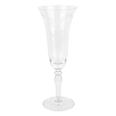 Providence Etched Stemmed Champagne Flute Glass, 5oz