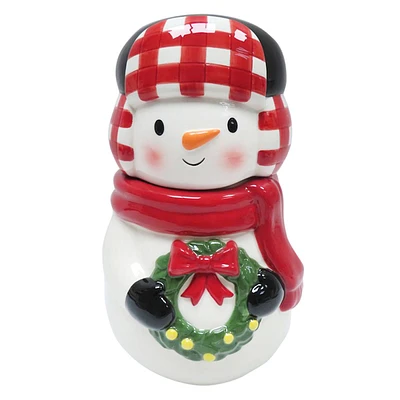 Honeybloom Snowman Ceramic Cookie Jar