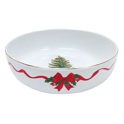 Classic Christmas Ceramic Serving Bowl, 10"