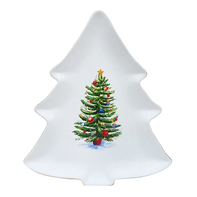 Classic Christmas Tree Ceramic Serving Platter, 15x13