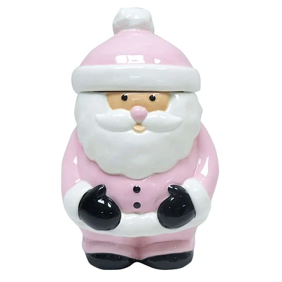 Mrs. Claus' Bakery Pink Ceramic Santa Cookie Jar