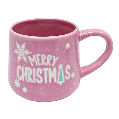 Pink Merry Christmas Ceramic Mug, 18oz