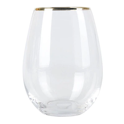 Providence Gold Rim Stemless Wine Glass