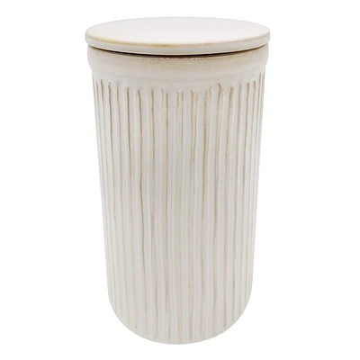 White Ribbed Kitchen Canister