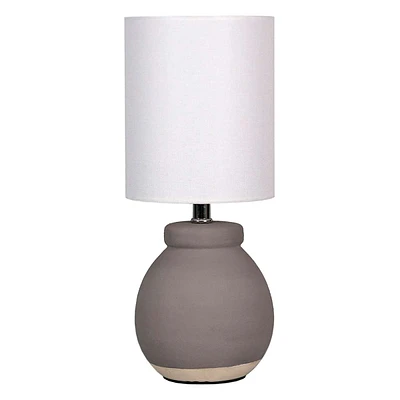 Grey Textured Ceramic Lamp with Shade, 13"