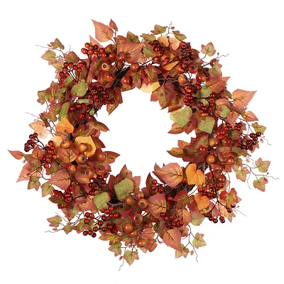 Fig & Fall Leaf Wreath, 13"