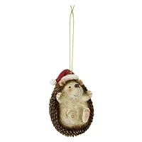 Hedgehog with Santa Hat Ornament, 3"