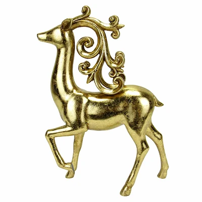 13 in Resin Gold Standing Deer with Scroll Antlers