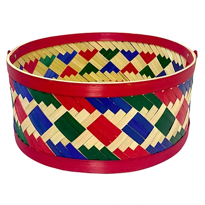 Red, Green & Blue Bamboo Storage Basket