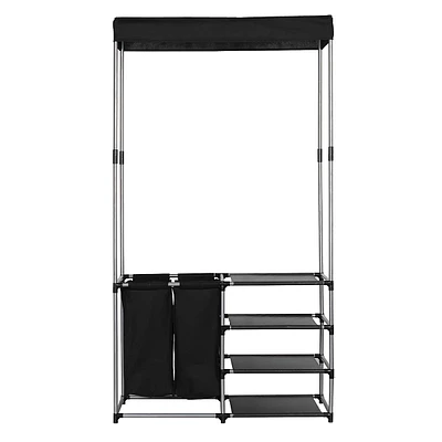 Closet Organizing System With 2 Laundry Hampers - Black