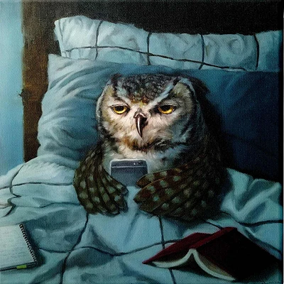 Night Owl Canvas Wall Art, 12"