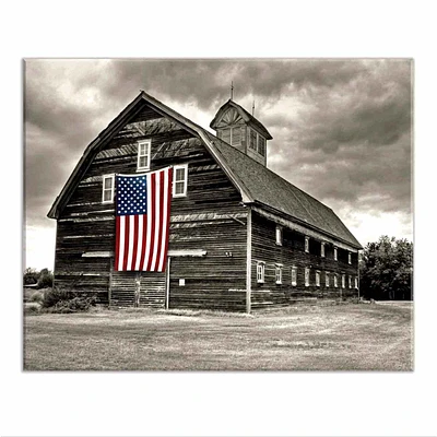 Sepia Americana Barn Textured Canvas Wall Art, 16x20