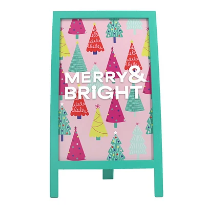 Merry & Bright Easel Sign, 27"