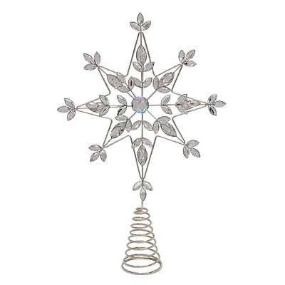 Providence Silver Metal Jeweled Tree Topper, 15"