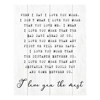 I Love You the Most Sentiment Canvas Wall Sign, 18x24