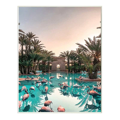 Providence Framed Flamingos Pool Canvas Wall Art, 24x30