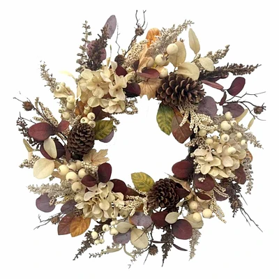 Cream Hydrangea & Berry Mix Floral Wreath, 24"