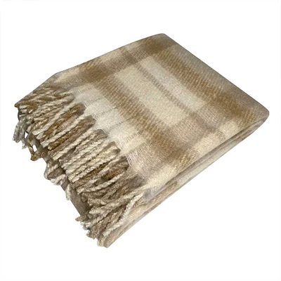 Plaid Mohair Throw Blanket