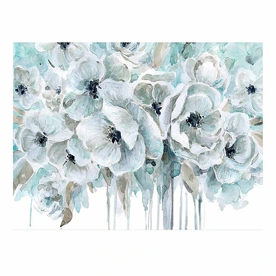 Teal Floral Canvas Wall Art, 30x40