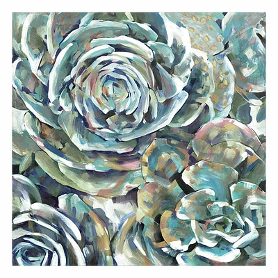 Desert Bloom Blues Canvas Wall Art, 35"