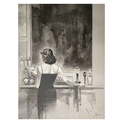 Lady At The Bar Canvas Wall Art, 30x40