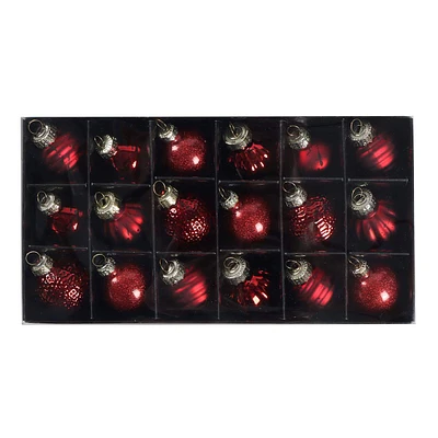 18-Count Red Mix Glass Ornaments