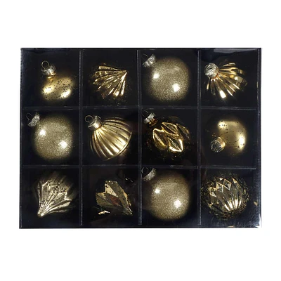 12-Count Gold Decorated Glass Ornaments