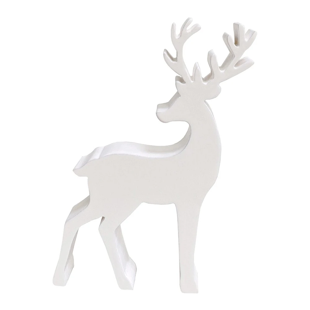 White Standing Reindeer Decor, 7"