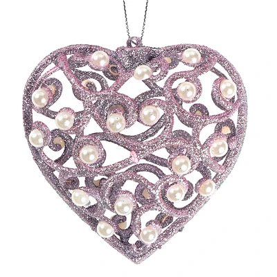 Glittered Heart Ornament, 3.5"