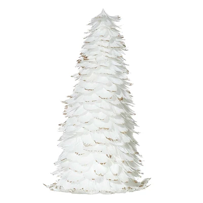 White Feather with Gold Tips Tabletop Tree