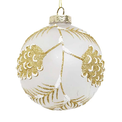 Providence Clear with Gold Leaves Ball Ornament, 150mm