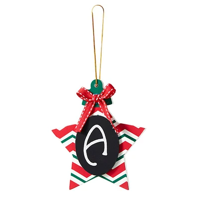 Red & Green Star Monogram Ornament