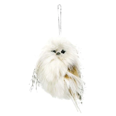 Providence Silver Furry Owl Ornament, 5"