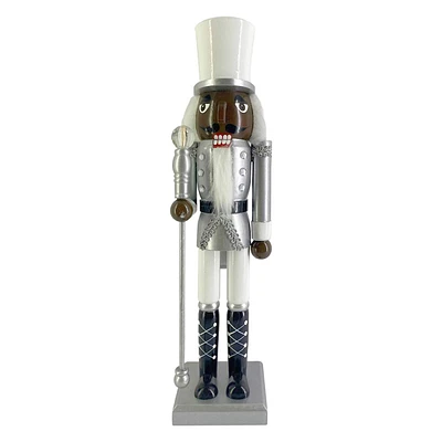 White & Silver King Nutcracker, 15"