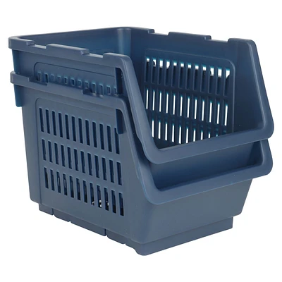 2-Pack Navy Blue Stackable Storage Basket, Extra Small