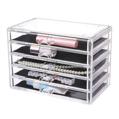 5-Drawer Clear Cosmetic Organizer Chest