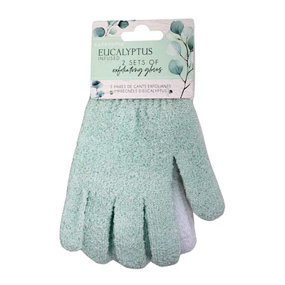 Bathtopia 4Pk Exfoliating Gloves - Eucalyptus Infused