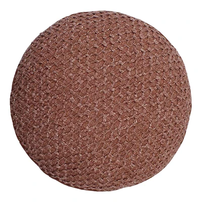 Brown Woven Round Pillow, 16"