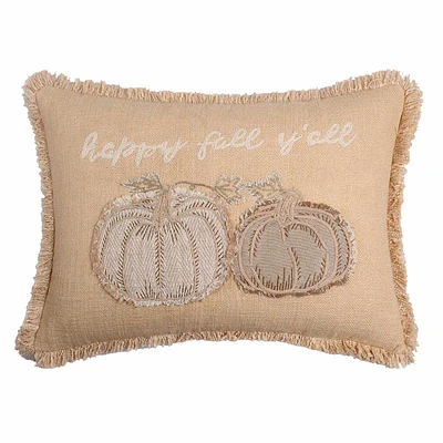 Happy Fall Y'all Embroidered Throw Pillow, 14x20