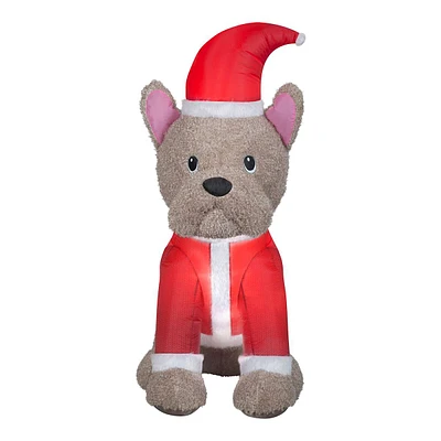 Airblown Fuzzy French Bulldog in Santa Coat Inflatable, 6'