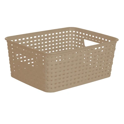 Dark Beige Rectangle Crossover Weave Storage Basket