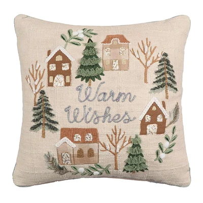 Warm Wishes Christmas Village Throw Pillow, 18"