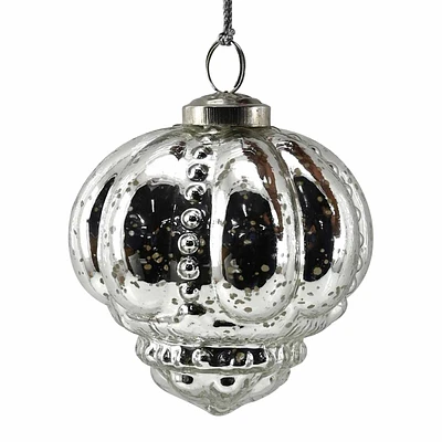 Silver Onion Glass Ornament, 4"