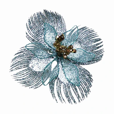 Blue Peacock Flower Clip, 5.91"