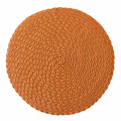 Orange Round Braided Placemat, 15"