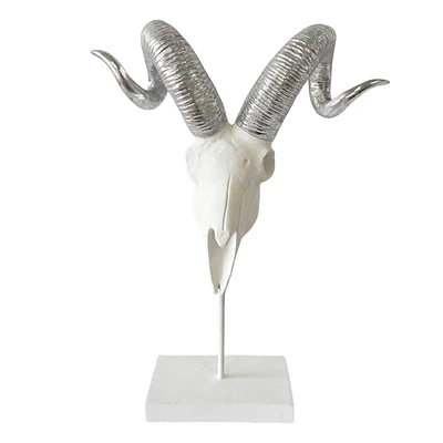 White Antelope Skull Head Decor, 14"