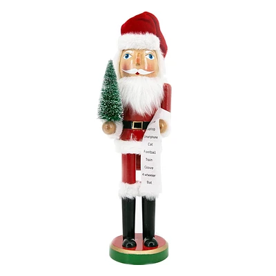 Santa Nutcracker with List, 15"