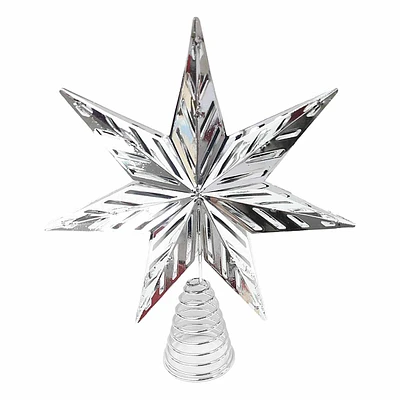 Silver Metal Star Tree Topper, 12"