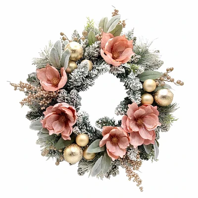 Magnolia/Pine/Pearl Ball Wreath