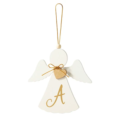 Wooden Monogram Angel Ornament